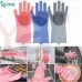 OkaeYa Silicone Scrubbing Gloves, Scrub Cleaning Gloves with Scrubber for Dishwashing and Pet Grooming, Latex Free (Multi Color, 1 Pair)